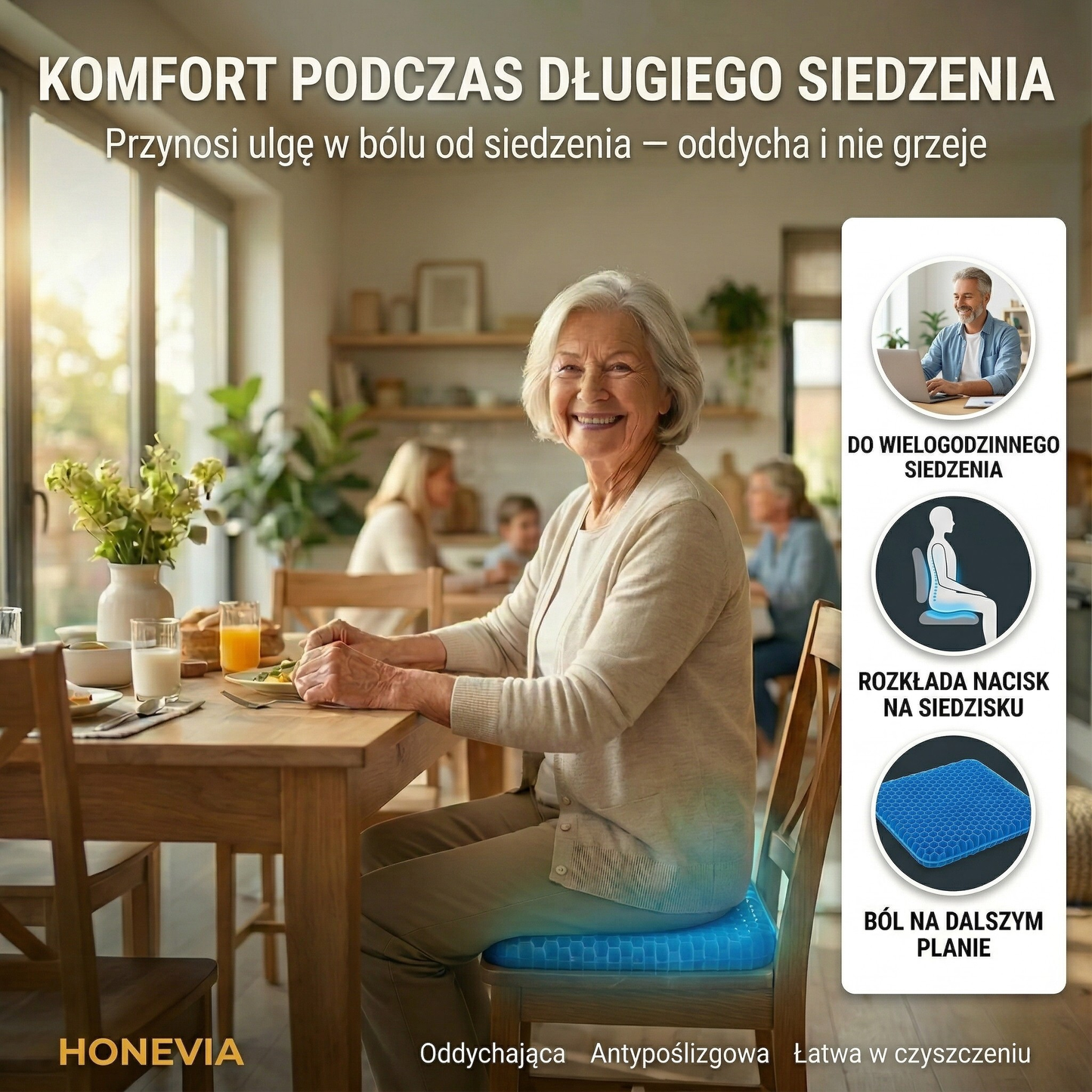 Poduszka żelowa Honevia z technologią AirHex™
