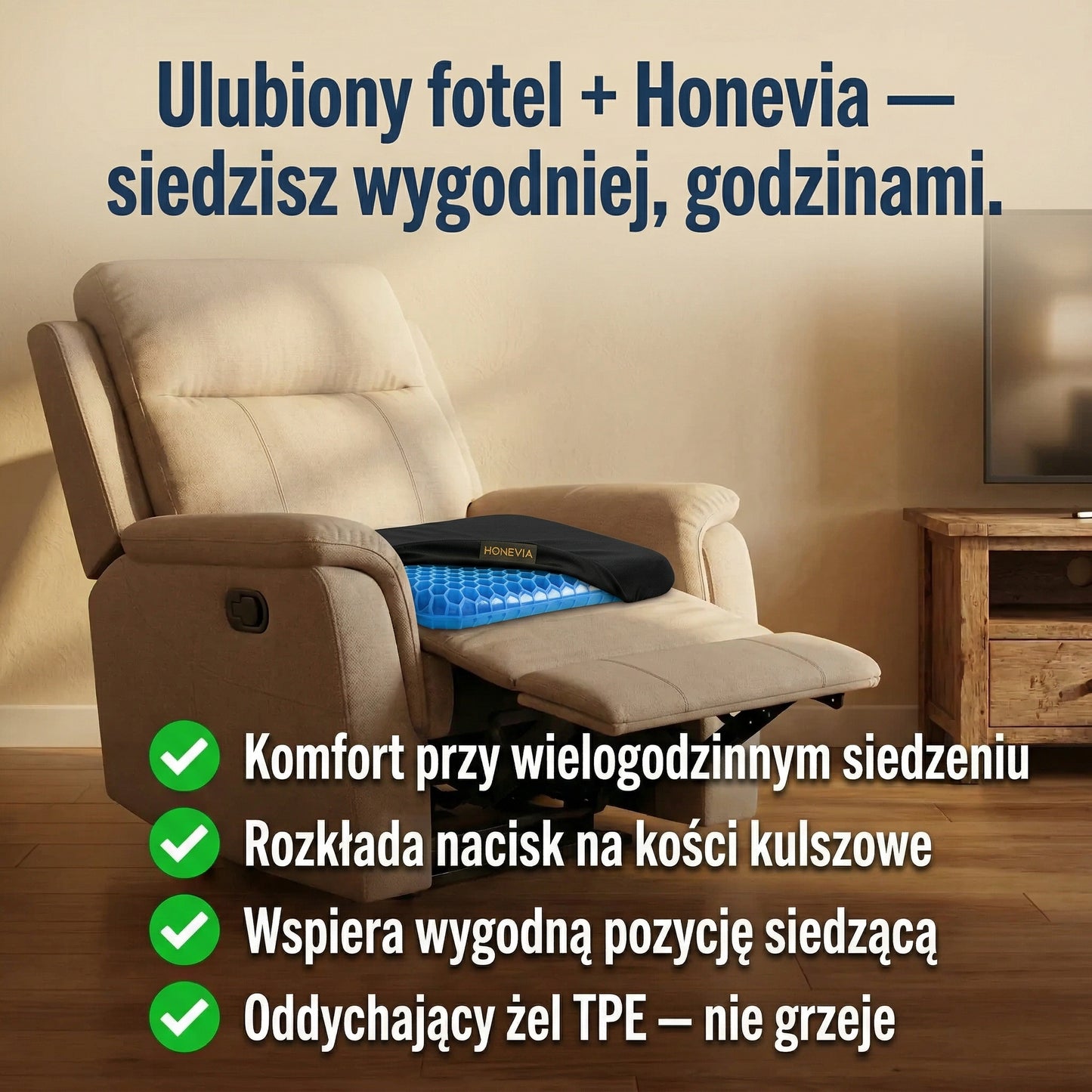 Poduszka żelowa Honevia z technologią AirHex™