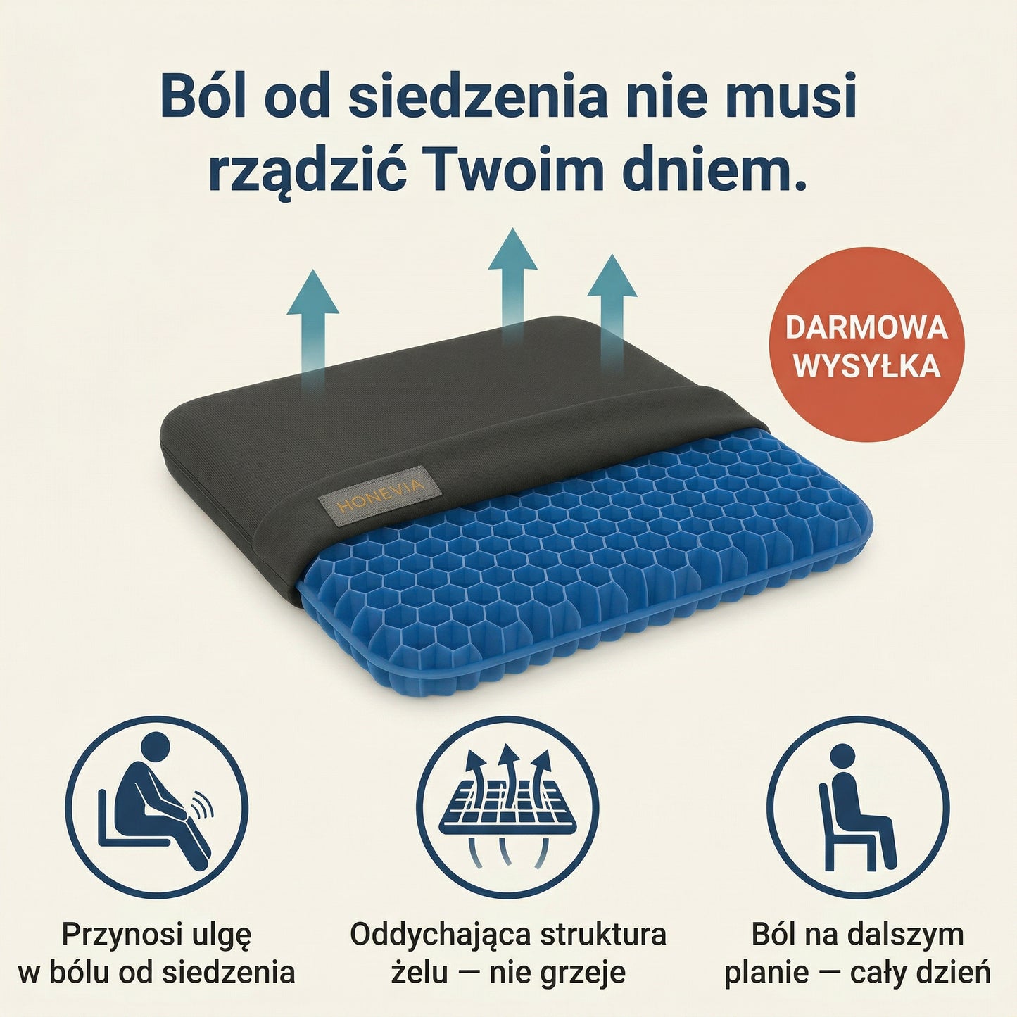 Poduszka żelowa Honevia z technologią AirHex™
